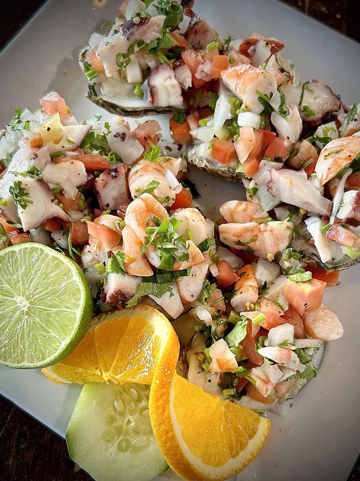 Ceviche with lime and orange