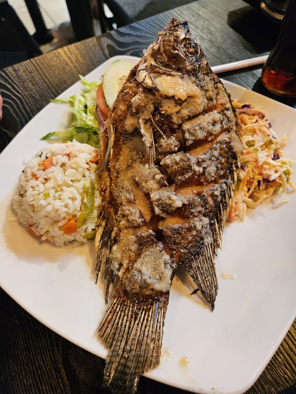 Whole fried mojarra